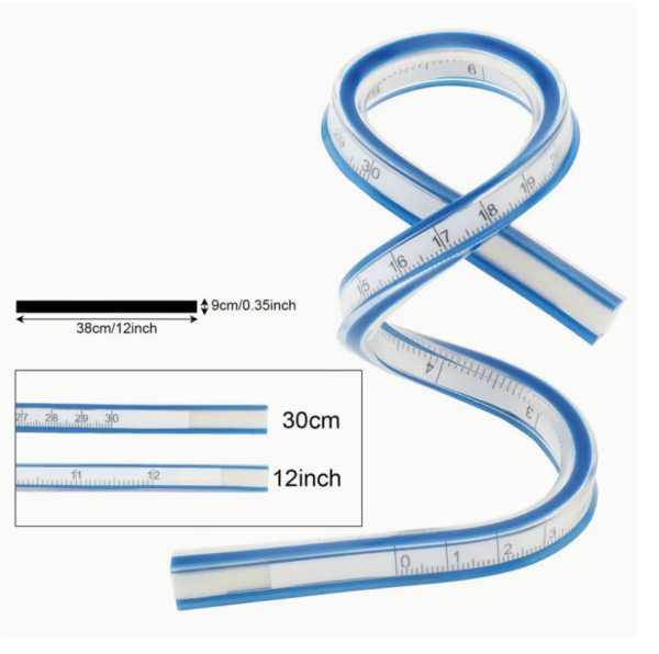 12-Inch Dual Scale Flexible Curved Ruler