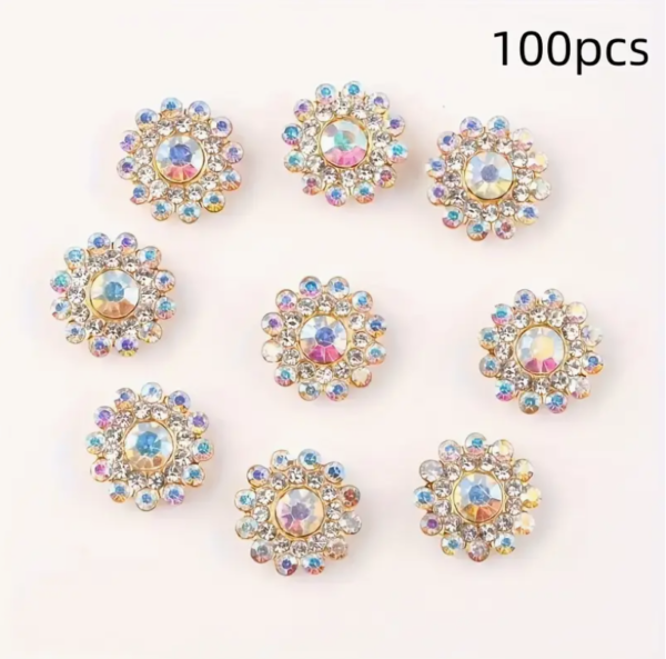 100pcs Flower & Round Shaped Glass Crystal Rhinestones - Image 4